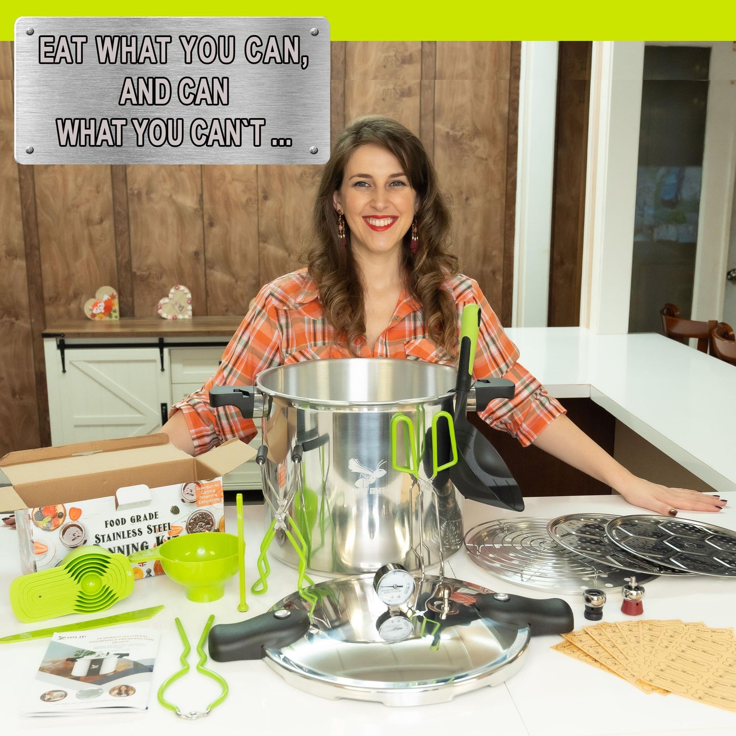 Supa Ant Pressure Canner 23 Qt with Canning Supplies Starter Kit - Canning Pressure Cooker with Gauge - Water Bath Canner Pot with Rack and Lid - Jar Lifter, XL Ladle, Jar Tongs, and Bubble Popper
