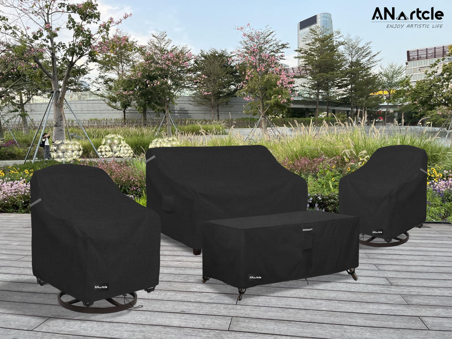 ANartcle Swivel Patio Chair Covers 2 Pack,Waterproof Heavy Duty Outdoor Chair Covers,Patio Swivel Chair Covers for Outdoor Furniture (30 W x 34 D x 38.5 H inches) Black.