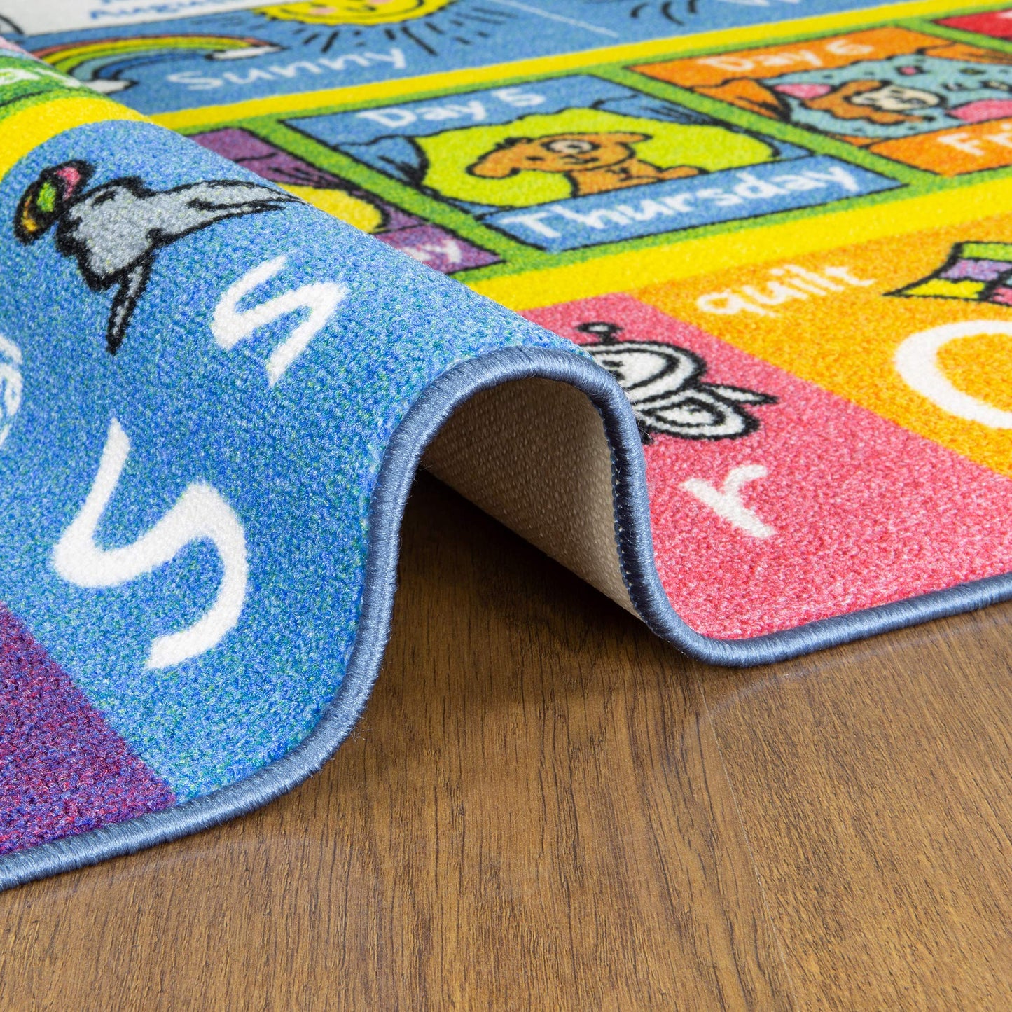 KC Cubs 8x10 ABC Alphabet, Seasons, Months & Days Rug – Educational Play Mat Carpet for Kids, Toddlers, Nursery, Classroom, Playroom, Baby Daycare