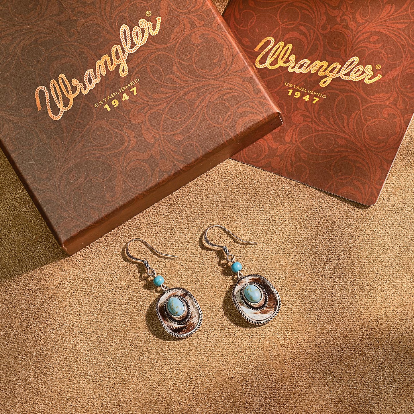 Wrangler Western TearDrop Dangle Earrings for Women Country Statement Genuine Horsehair Turquoise Vintage Cowgirl Cowboy Jewelry (Silver-Turquoise A)