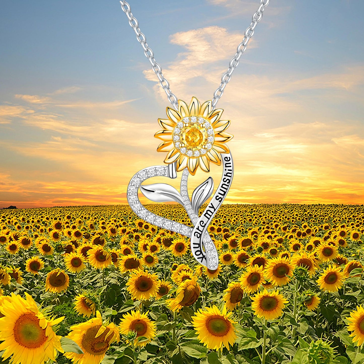 Jnrbecm Anniversary for Gifts Sunflower Necklaces for Women Wife Gifts for Her Sunflower Gifts You Are My Sunshine Necklace for Women Her Christmas Mom Mothers Day Birthday
