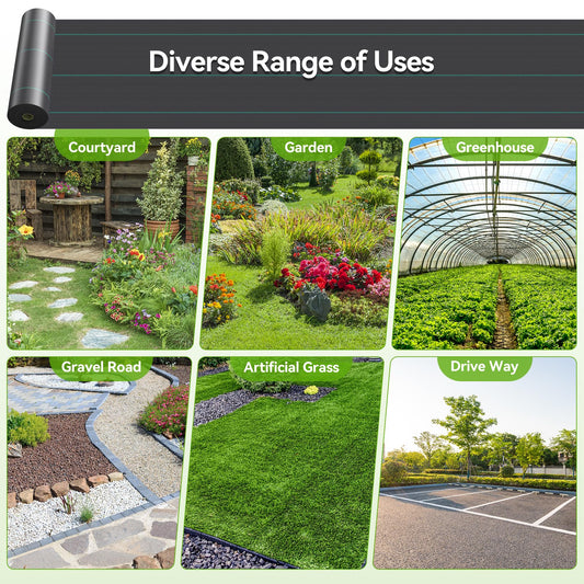 iropro 6ftx300ft Landscape Fabric 3.2oz Weed Barrier Fabric, Woven Weed Barrier Fabric Heavy Duty, Weed Control Cloth Geotextile for Underlayment, Gardening, Commercial Driveway Weed Block Cover Mat