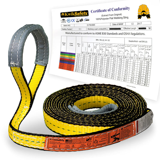 KwikSafety - Charlotte, NC - Mighty Sumo 1”x 10’ Poly Web Sling Lifting Strap Construction ASME OSHA / 3200lbs Vertical 2550lbs Choker 6400lbs Basket/Rigging Moving Towing Hoisting Gear