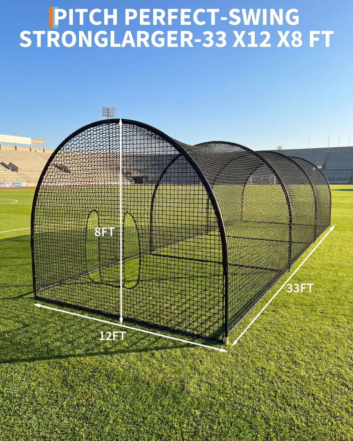 Garvee 33Ft Baseball Batting Cage, Baseball Training Equipment Netting Cages, with Frame & Net – Practice Hitting, Pitching & Golf in Backyard or Field