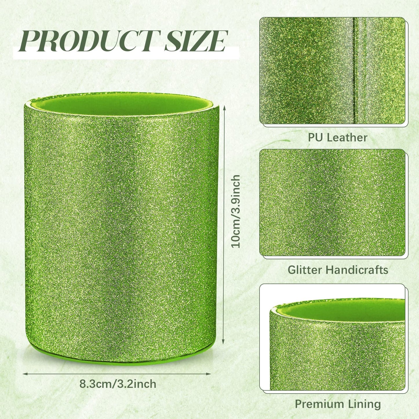 Sabary 8 Pcs Green Pens with Pen Holder for Desk Glitter Crystal Diamond Cute Ballpoint Fancy Pencil Holder Bling Desk Organizer for Women Girls School Office Supplies Wedding Graduation Gifts