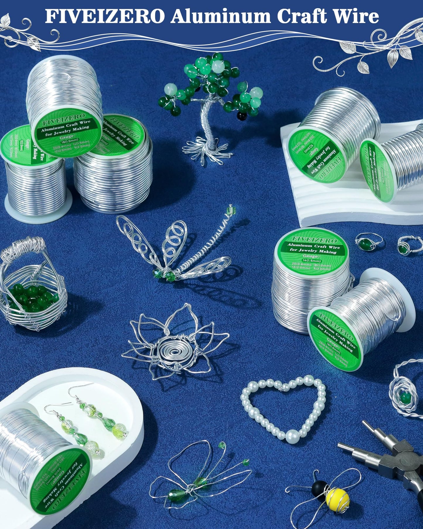 FIVEIZERO 12 Gauge Aluminum Craft Wire 98ft,Armature Wire for Sculpting, Bendable Metal Wire for Jewelry Making, Wire Wrapping, Floral Sculptures,Clay & Christmas Ornaments Crafting(Sliver)