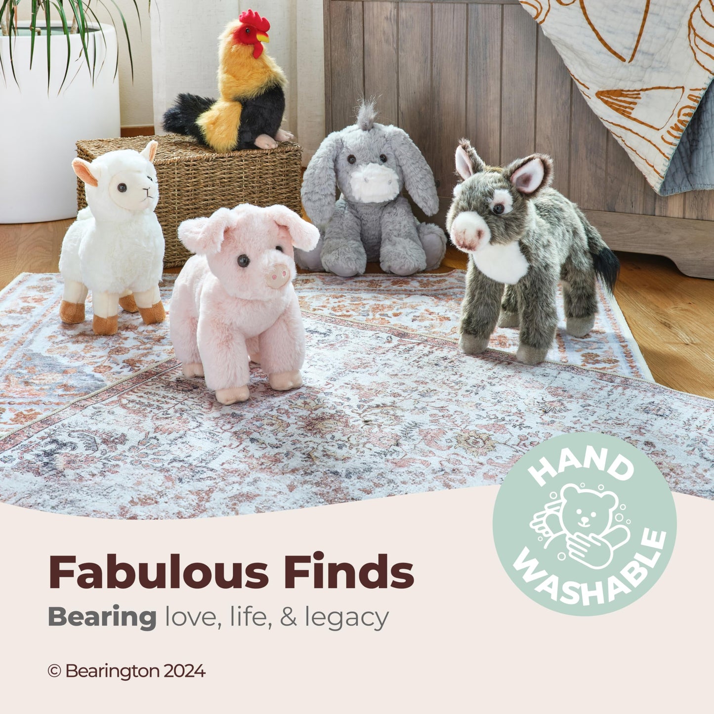Bearington Donny Plush Donkey Stuffed Animal - 10.5" Soft Gray Donkey Toy with Scruffy Fur and Weighted Body - Adorable Cuddly Farm Animal Plush Gift for Kids, Toddlers, Babies, and Donkey Lovers