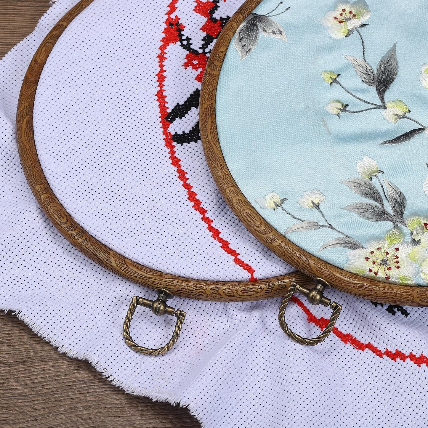 PATIKIL 6x4.7inch Embroidery Hoops, 5Pieces Imitated Wood Oval Frame Cross Stitch Hoop Ring for Embroidery Art Craft Sewing Ornaments Hanging Decoration