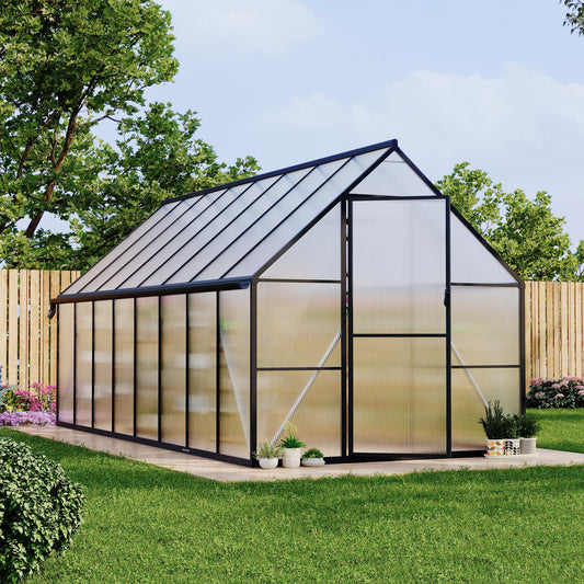 8 ft x16 ft Aluminum-Framed Polycarbonate Greenhouse, Heavy Duty Polycarbonate Greenhouse with Quick Setup Structure and Roof Vent, Large Enhanced Aluminum Green House Kit for Outdoors