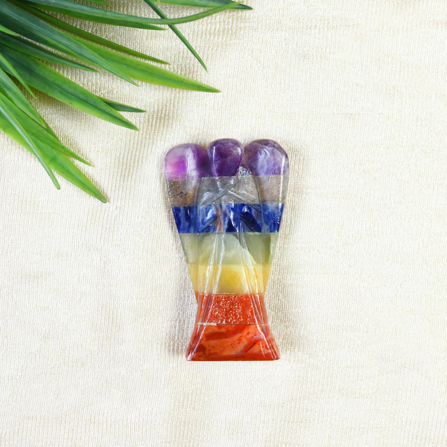 Crocon Seven Chakra Gemstone Pocket Angel Healing Figurine, Hand Carved Guardian Angel Crystals for Positive Energy, Handmade Mini Statue for Love, Peace & Healing, Natural Gemstone Healing Figurine