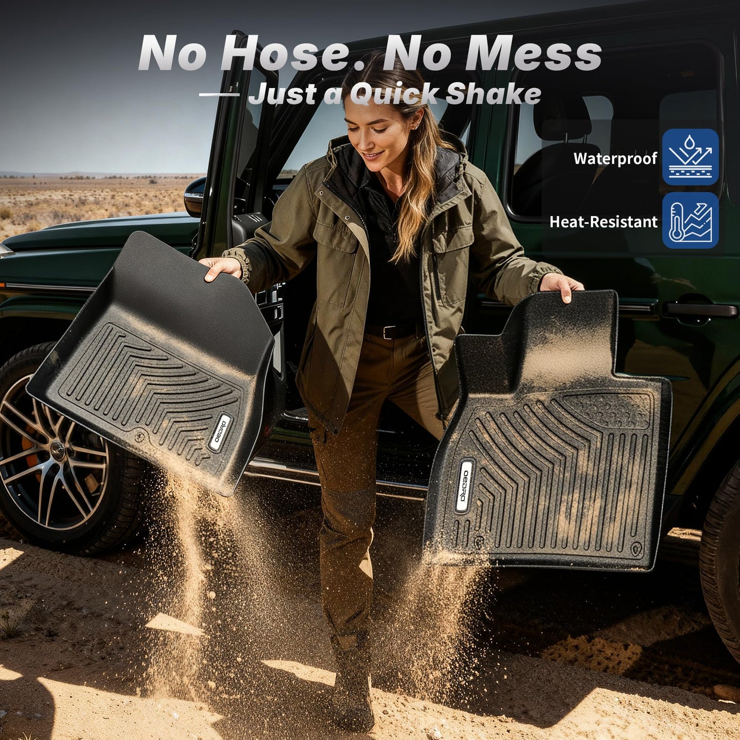 OEDRO Floor Mats Fit for 2019-2026 Chevy Silverado/GMC Sierra Denali 1500 & 2020-2026 Silverado/Sierra 2500HD/3500HD Crew Cab Without Rear Underseat Storage Box, TPE All-Weather Car Mats, Black