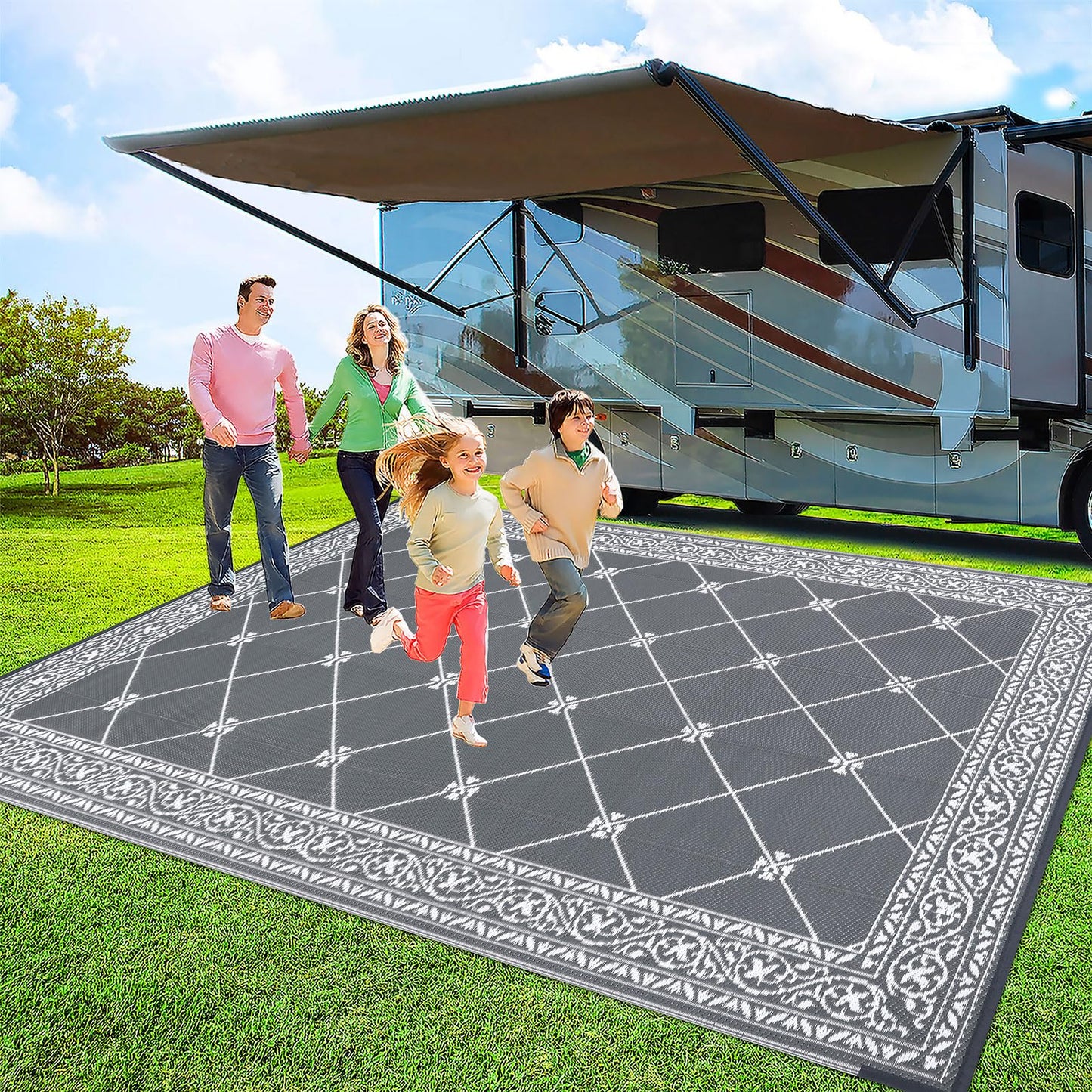HiiARug Outdoor Rugs 8'x10' for Patios Waterproof RV Mats Camping Rug Outdoor Area Rug Lightweight Portable Outdoor Plastic Straw Rug for Patio, RV, Camping, Balcony, Beach