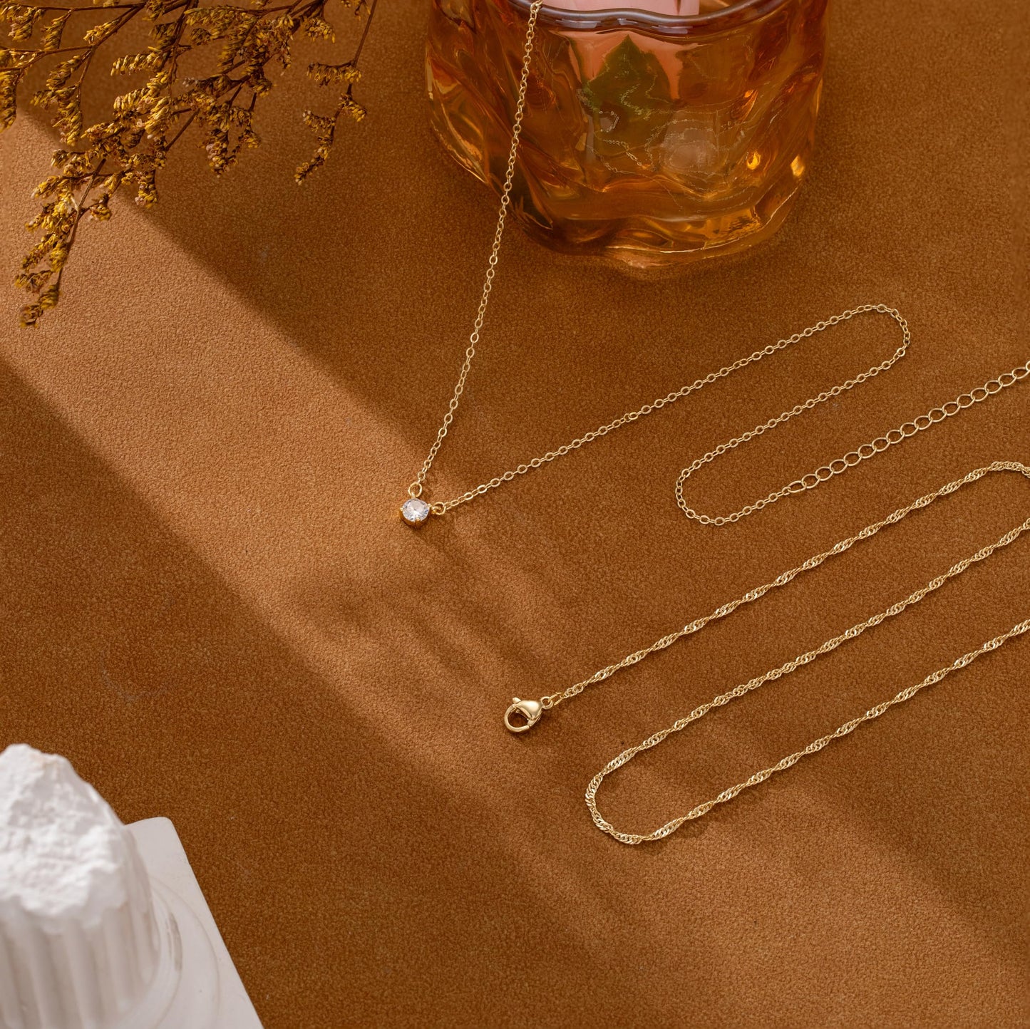CHESKY Layered Gold Necklaces for Women Trendy, Dainty 14K Gold Plated CZ Pendant Necklace Stackble Wave Chain Necklace Gold Jewelry Set for Women Gifts
