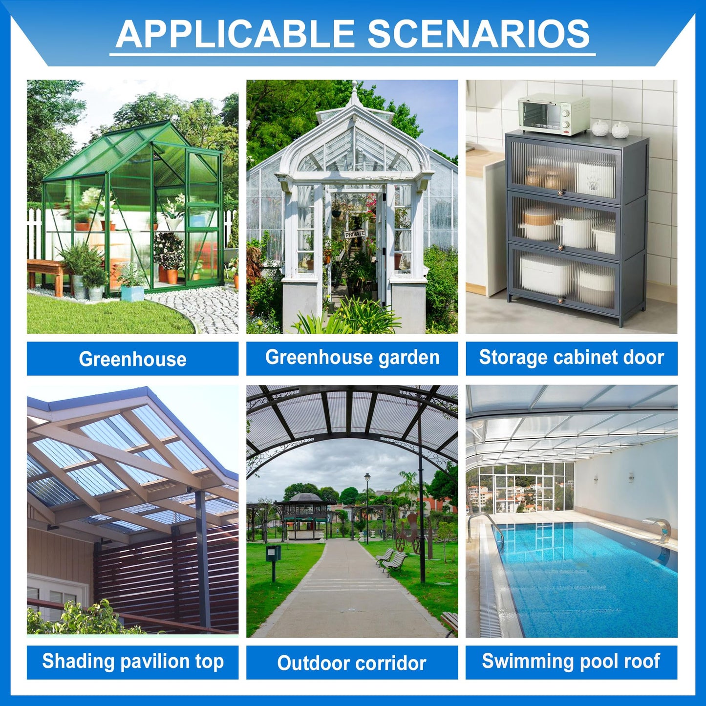 XISOCO 12 PCS 2' x 6' x 0.24'' Polycarbonate Greenhouse Panels, Twin-Wall Polycarbonate Panels, Impact Resistance Clear Sheets, Greenhouse Panels UV Protection, Waterproof, for Garden and Greenhouse
