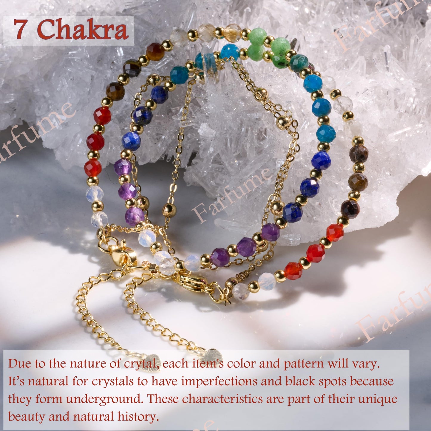 Farfume Chakra Crystal Bracelet Beaded Bracelets for Women 4mm Natural Stone Beads Gemstone Handmade Jewelry Valentine's Day Gifts