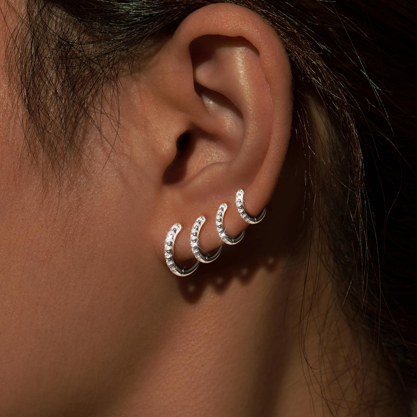 Silver Plated Earrings for Women Cartilage Thin Dainty Cubic Zirconia Earrings for Multiple Piercing Huggie Small Mini Cute Stack Lightweight Hoop Earring for Women Trendy Jewelry Set Gifts