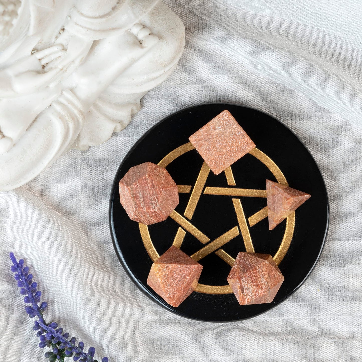Crocon Chocolate Jasper 5Pcs Platonic Solids Crystal Geometry Set, Platonic Solids Sacred Geometric Stones for Meditation Reiki Balancing Healing Chakra Stone Cleansing Spiritual Good Luck (1520 mm)