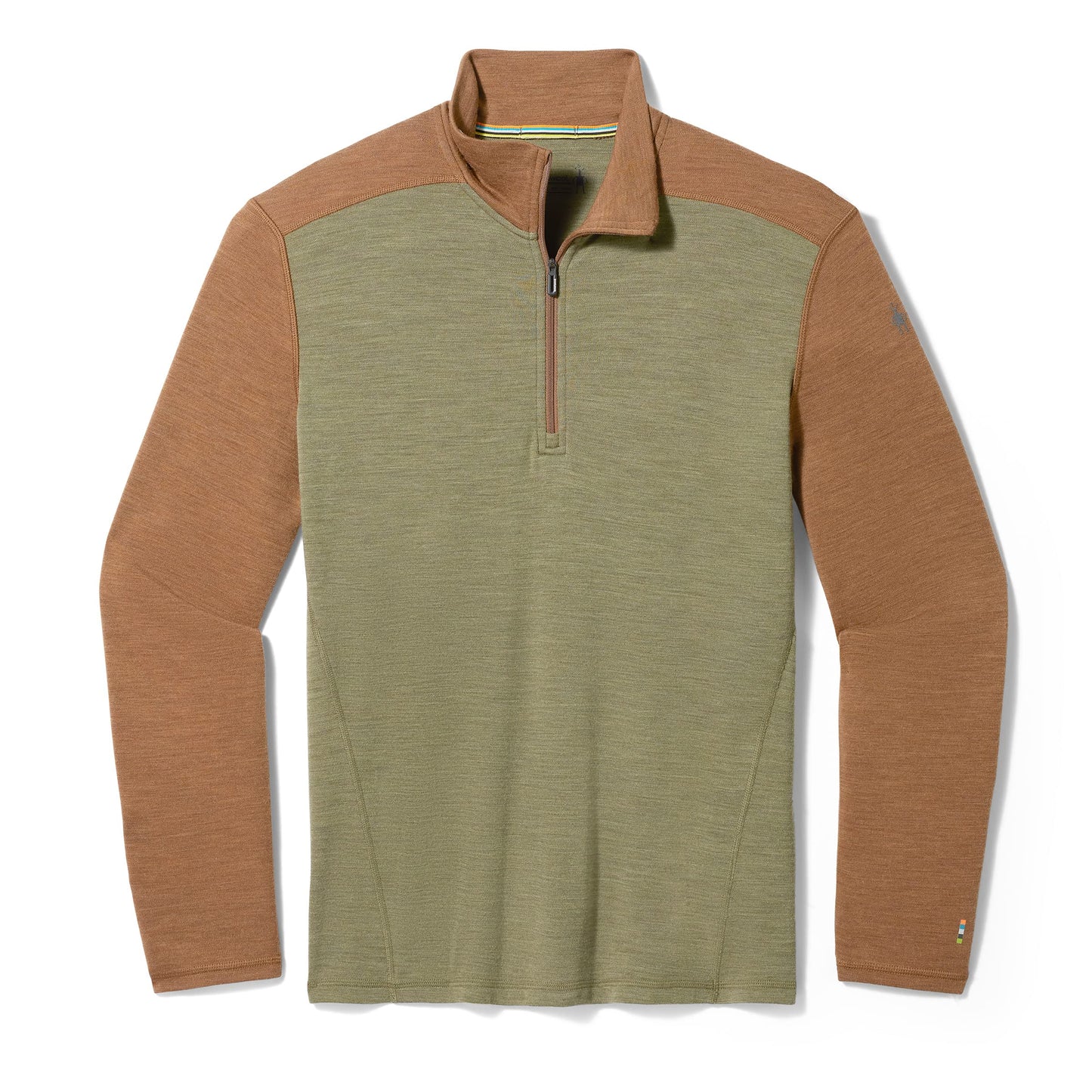 Smartwool Men's Classic Thermal Merino Wool Base Layer — Quarter Zip (Slim Fit), Winter Moss-Fox Brown, Small