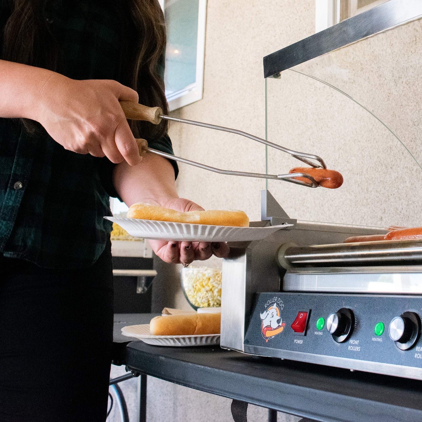 RollerDog Funtime RDB12SS Stainless Steel Non Stick Hot Dog Roller Grill with Drip Pan with Dual Temperature Controls
