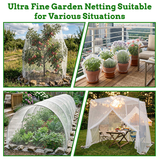 Ultra Fine 4'x10' Garden Netting – No Frame Needed, Easy Install, Pest Barrier & Bird Netting, Plant Cover for Garden, Greenhouse, Patio, Protecting Vegetables, Flowers, Trees