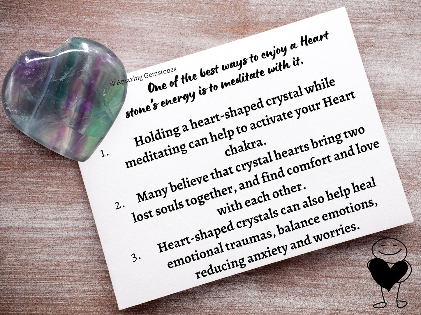 Amazing Gemstone Purple Fluorite Crystal Heart Palm Stone - Pocket Massage Worry Stone for Natural Body Chakra Balancing, Reiki Healing and Crystal Grid