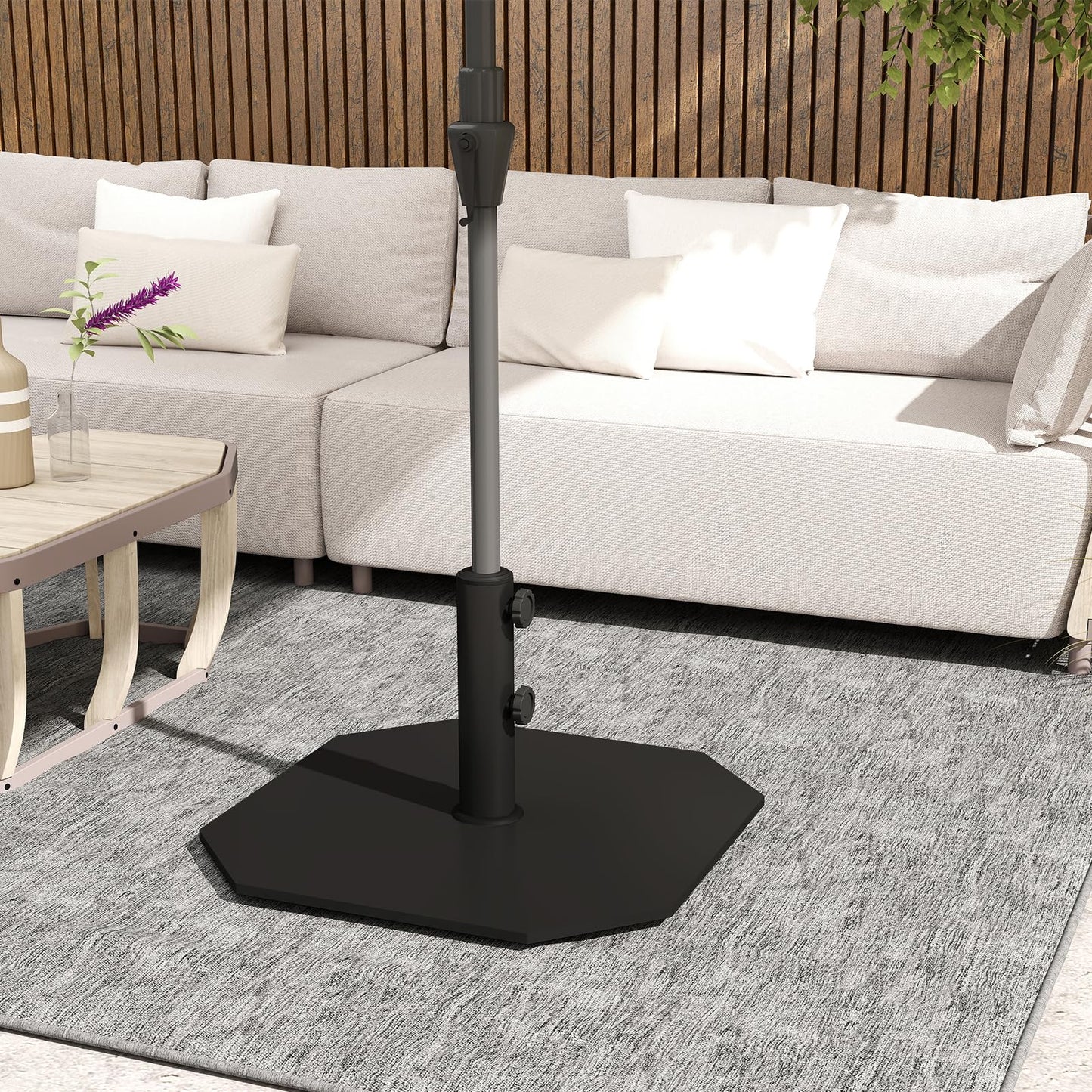 Helios&Hestia 40lbs Square Heavy Duty Outdoor Patio Umbrella Base, Steel Plate Stand Weight with 4 Non-Slip Pads, Fits 7 to 11ft Market Umbrellas, Black