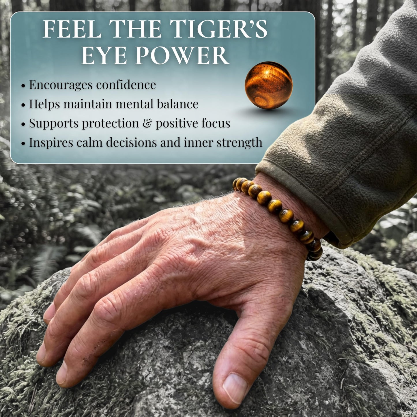 Cherry Tree Collection Tigers Eye Bracelet – Handmade 8mm Natural Tigers Eye Beaded Stretch Bracelet for Men & Women – Healing, Protection & Positive Energy – Unisex Jewelry, Gift-Ready - Small
