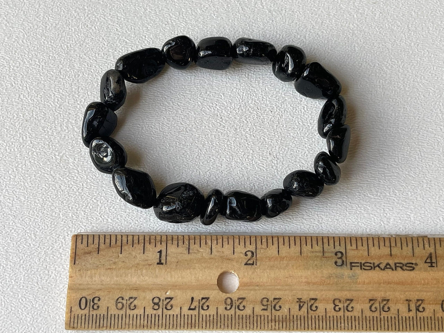 GAF TREASURES Black Tourmaline Crystal Nugget Bracelet, Genuine Black Tourmaline Tumbled Gemstone Bracelet, Healing Crystal Bracelet, Gift for Men & Women (1)