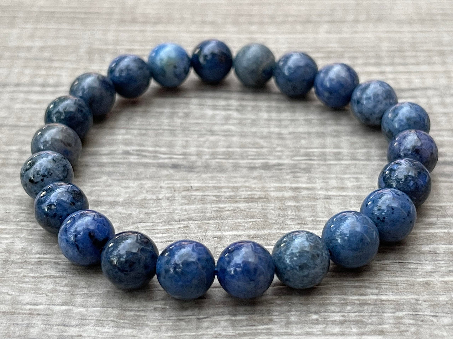 GAF TREASURES Dumortierite Crystal Bead Bracelet 8mm, Genuine Dumortierite Stretch Gemstone Bracelet, Healing Crystal Bracelet, Gift for Men & Women (1)