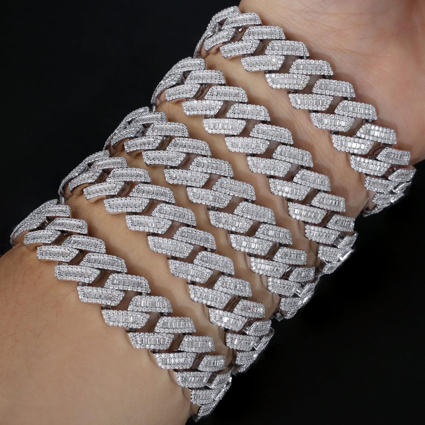 MRDOPELUX Cuban Link Bracelet and Cuban Chain Necklace Set for Men | Solid 925 Sterling Silver |D Color VVS1 Moissanite | Hypoallergenic | Hip Hop Hip Hop Jewelry| Luxury Style