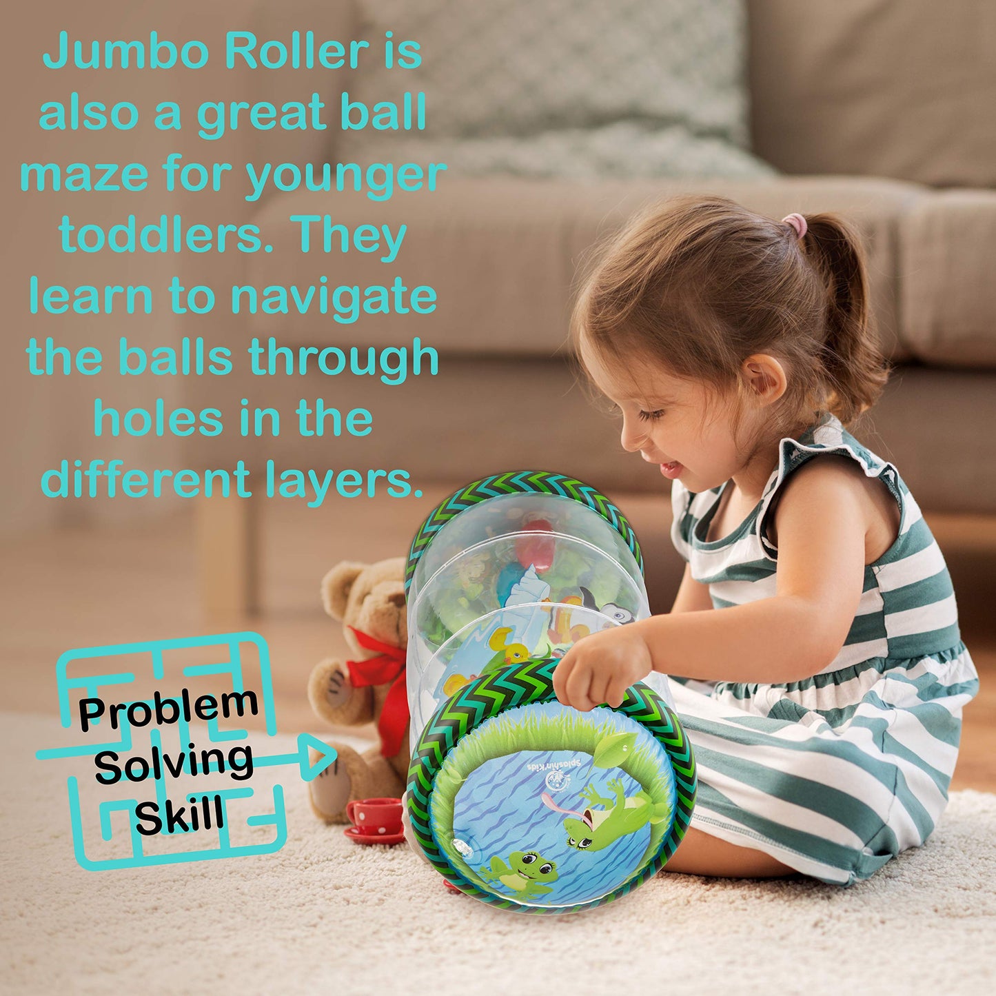 Splashin'kids Infant Toys Beginner Crawl Along Game Ball Drop Maze Tummy Time Activity Center Early Development Jumbo Roller Rattle Toy Baby Toys for 6 Months 1 2 3 Year olds Watch Video