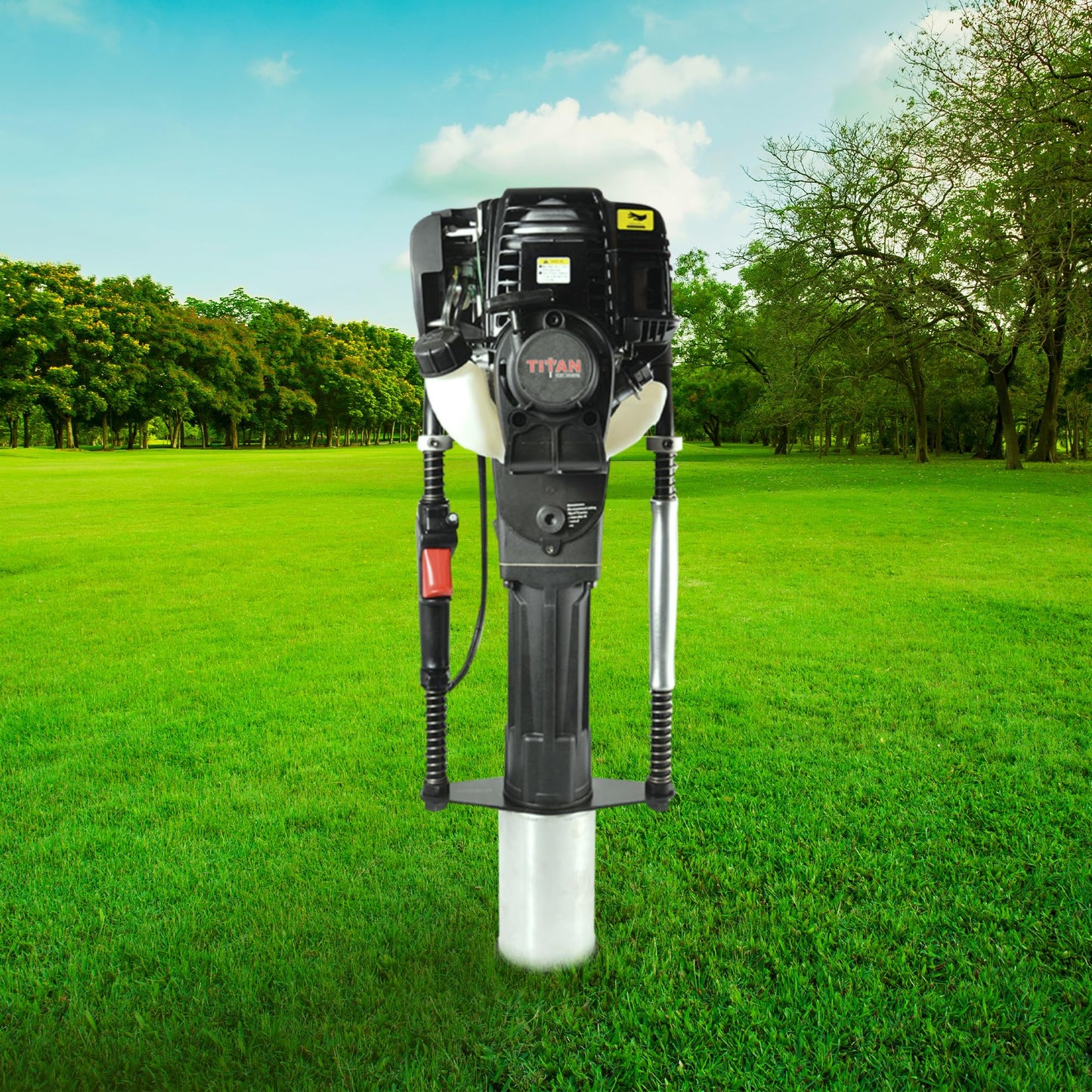Titan Post Drivers PGD3875 Light-Duty Portable Gas-Powered Driver with 1.3 HP 4-Stroke Engine, 3 7/8" Max Diameter, and 4 Adapter Collars, 50 lbs