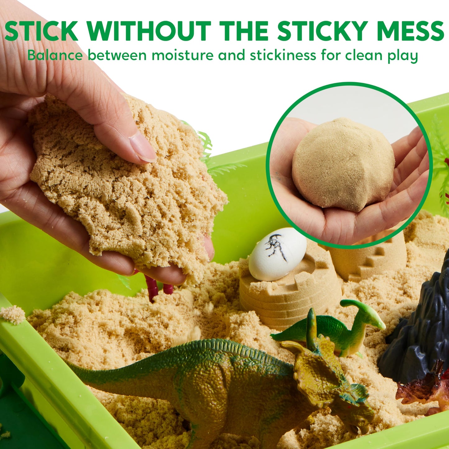 JOVA Klever Kits Dinosaurs Sensory Bin Toys for Toddlers with Glow in The Dark Dinosaurs, Sandbox with Lid Sand, Preschool Learning Activities Gifts for Boys Girls Age 3+