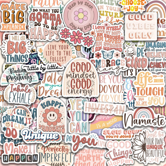 300PCS Motivational Stickers for Vision Board by Puraesla Water Bottles Laptops, Inspirational Quote Waterproof Vinyl for Journals Cups, Affirmation Boho Stickers for Women Holographic