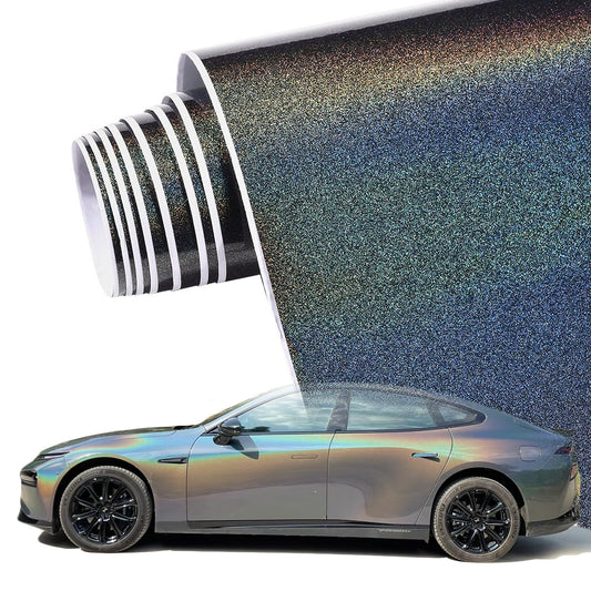 AuMoHall Rainbow Metallic Gray Car Vinyl Wrap, Holographic Color Change Vinyl Film for Vehicle Interior Exterior Decoration, 59.84" x 196.85"