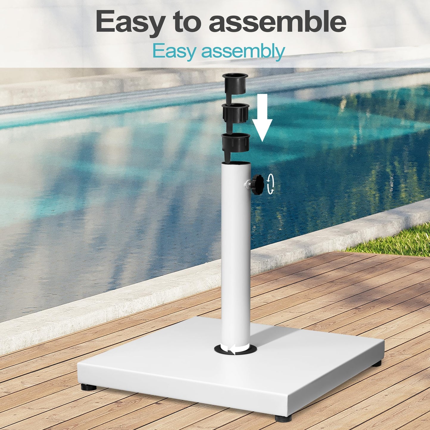 VredHom Patio Umbrella Base, 43lbs, Outdoor Heavy Duty Square Concrete Stand Market Umbrella, White