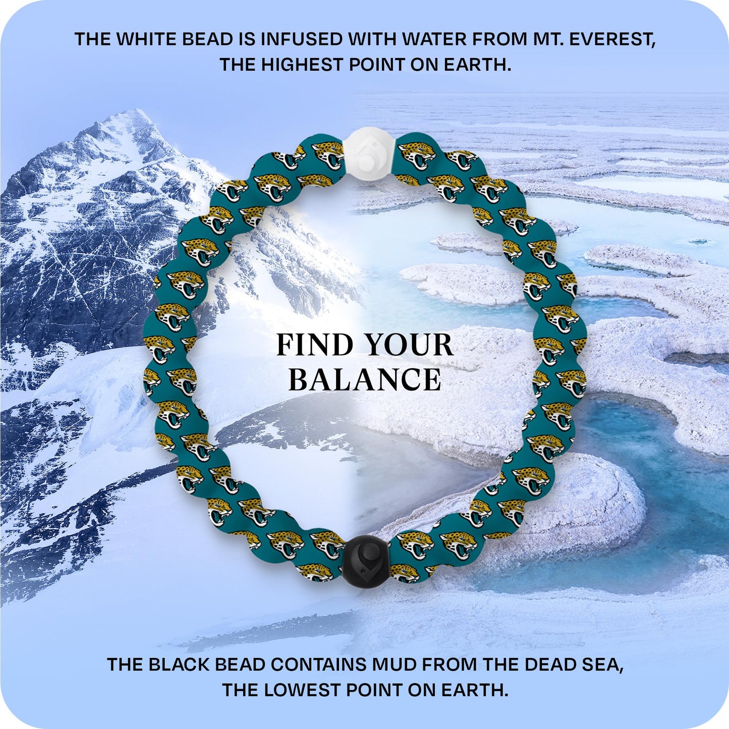 Lokai Silicone Beaded Bracelet for Men & Women, NFL Football Collection - Jacksonville Jaguars, Medium - Silicone Jewelry Fashion Bracelet Slides-On for Comfortable Fit