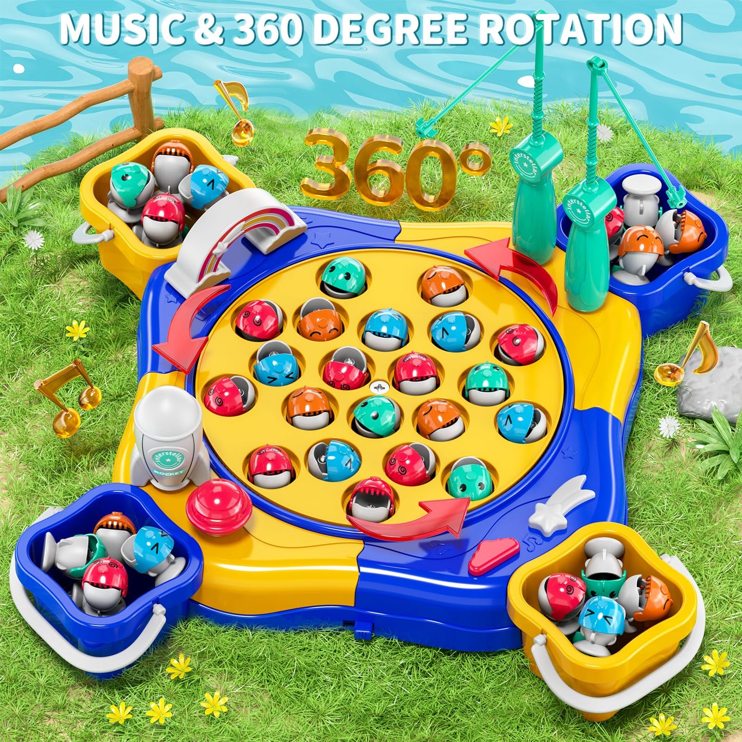 WATUDOU Magnetic Fishing Game for Kids Toddlers 3-5, 70 pcs Fishing Toys for Kids Toddlers 3-5, Fishing Table Toys Board Game Birthday Gifts for 3 4 5 6 7 8 Years Old Toddler Kid