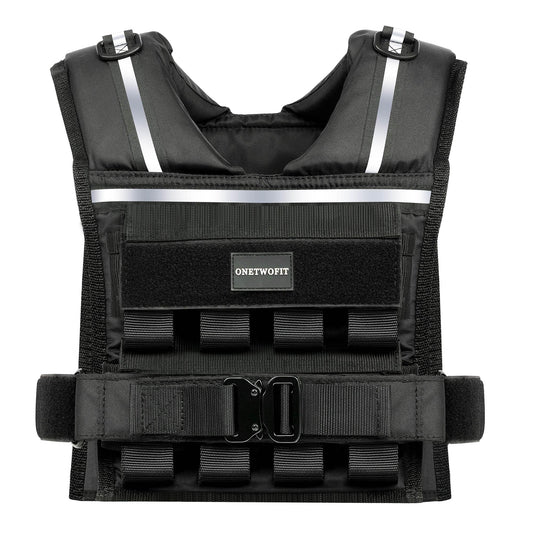 35lb/45lb Weighted Vest Men , Adjustable Rucking Vests for Walking with Reflective Stripe, 1.2" Ultra Thick Shoulder Padding Strength Training Workout Vest for Running GYM Home, Detachable Iron Weights