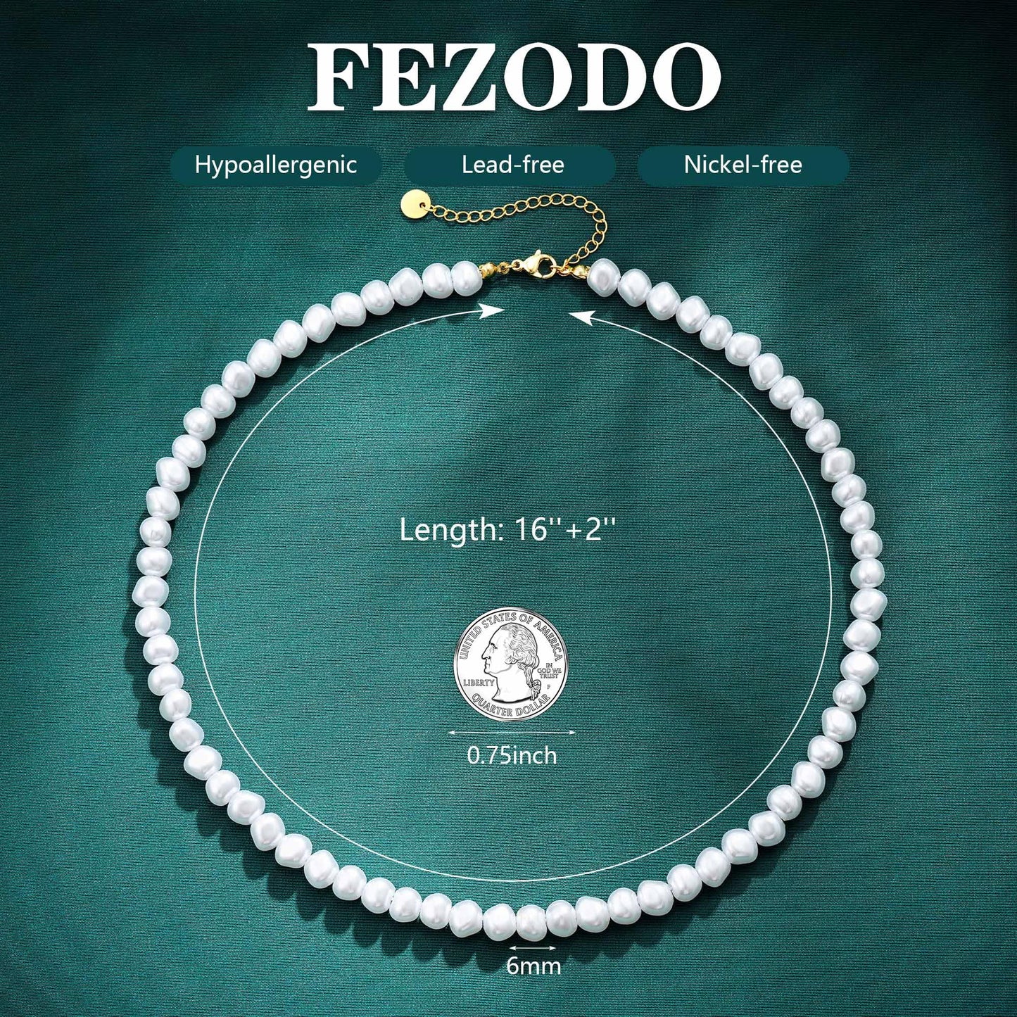 Fezodo Pearl Necklaces for Women, Dainty White Pearl Choker Necklace Tiny Small Pearls Necklace Bridesmaid Necklaces for Wedding Prom Pearls Jewelry Gifts