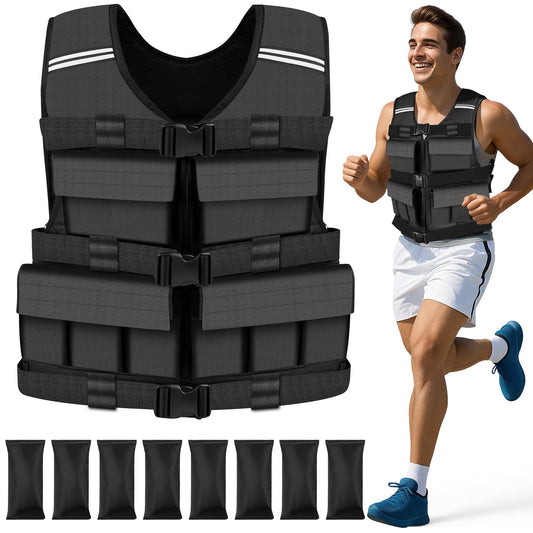 DMDG Adjustable Weighted Vest for Men Woman With Shoulder Pads 2lbs-30lbs, Weight Vest For Walking, Rucking, Cross Training, Running, Muscle Building - Breathable, Comfortable, Washable(2LB-30LB)