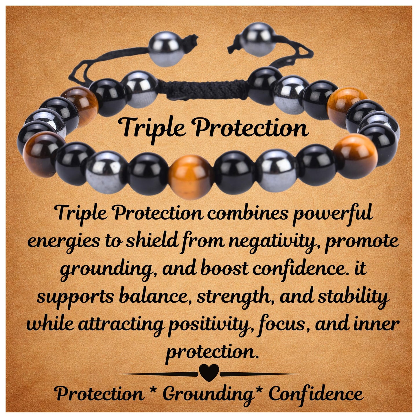 ANAYA AGATE Healing Crystal Bracelet – Chic Gemstone Bracelet for Men and Women – 8mm Round Bead Bracelets for Spiritual Healing, Protection, Positive Energy - Triple Protection