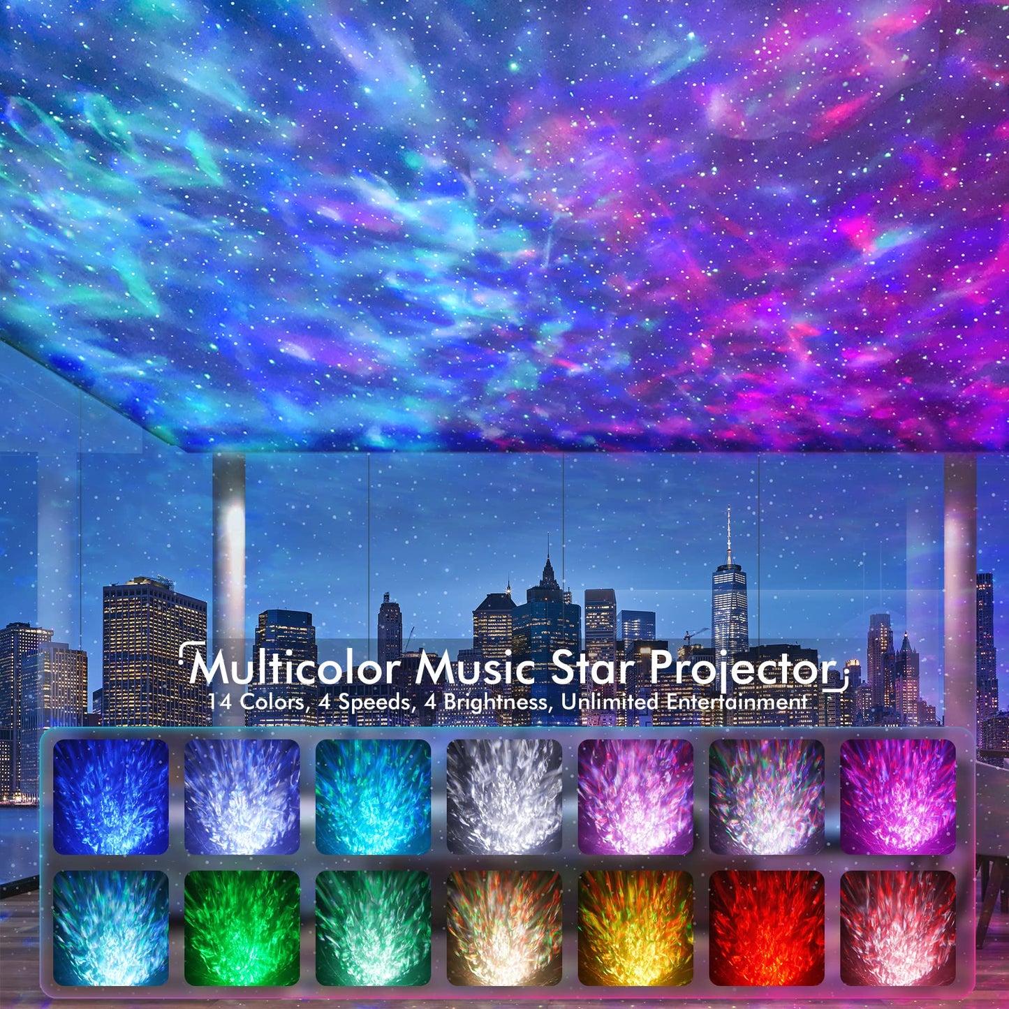 Rossetta Star Projector, Galaxy Projector for Bedroom Nebula Night Light Projector with White Noise, Bluetooth Speaker, Timer and Remote, Room Decor, Gifts for Kids, Adults, Birthday, Party, Easter