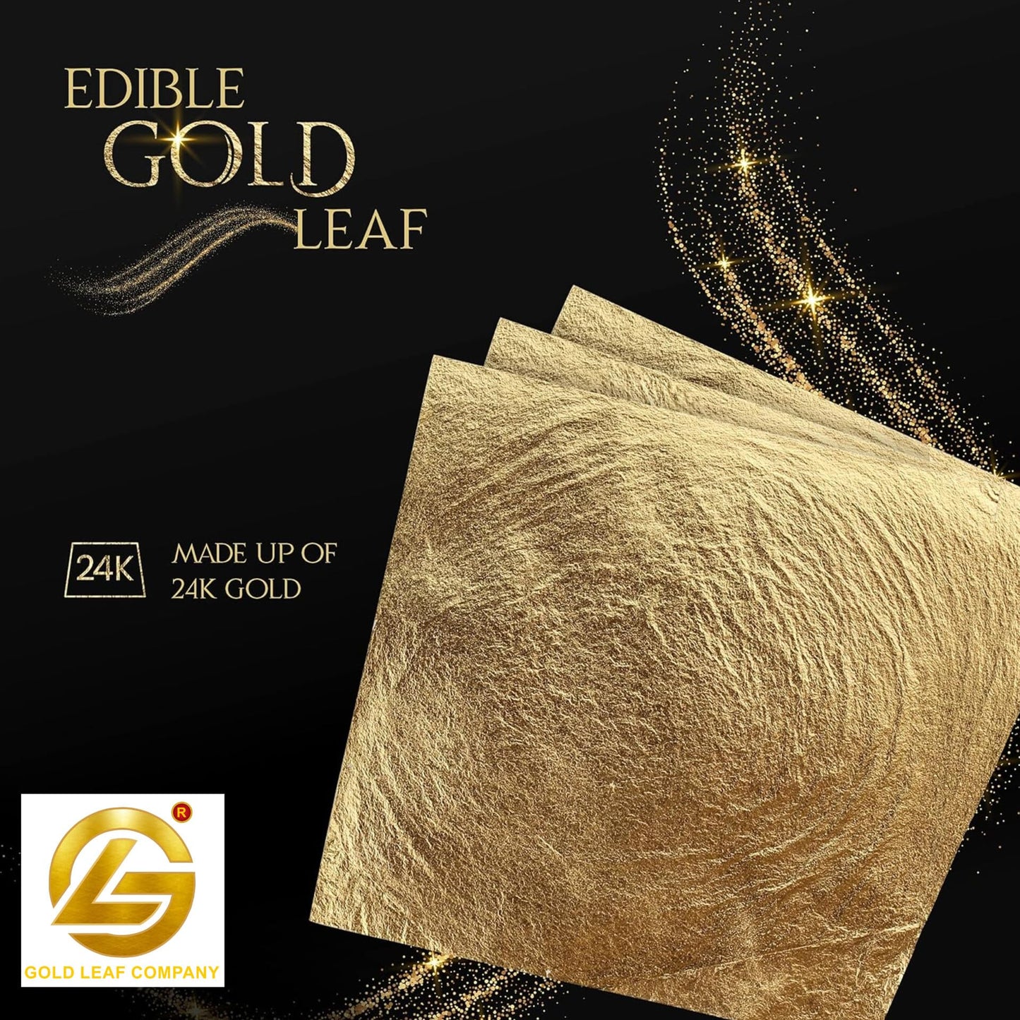 Gold Leaf 10 pcs Gold Vark Sheets Pure Foil Leaf 24K Baking Cakes,Sweets,halwa,madicine,Food for Anti-Aging Facial Spa Art Craft Gilding (Gold 3x2inches) 10 .Pcs