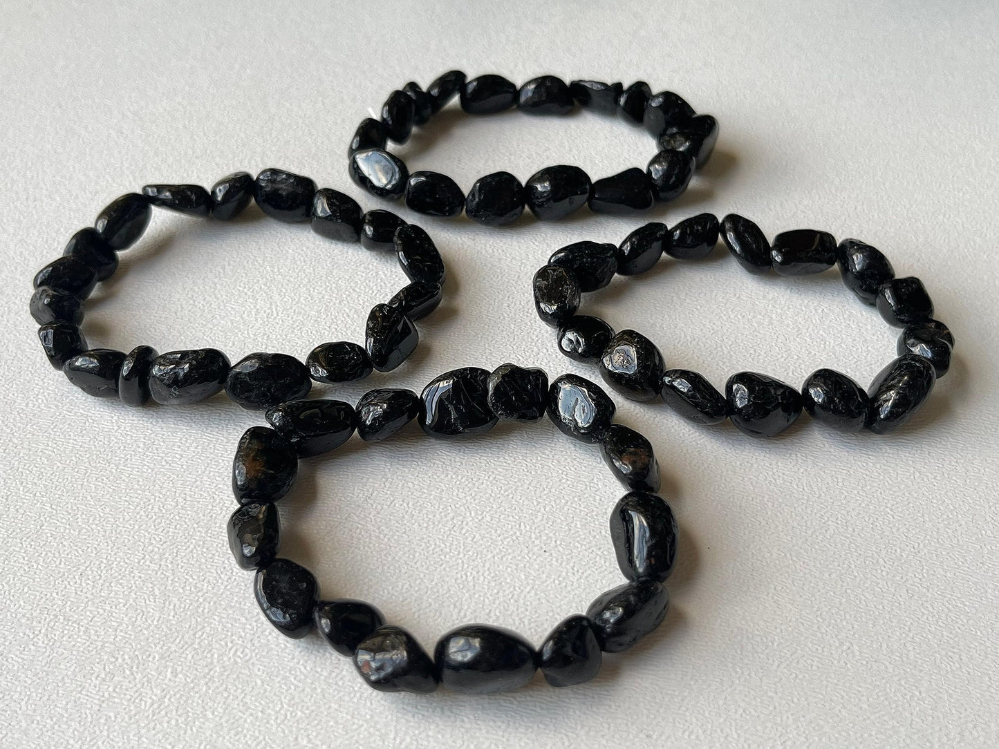 GAF TREASURES Black Tourmaline Crystal Nugget Bracelet, Genuine Black Tourmaline Tumbled Gemstone Bracelet, Healing Crystal Bracelet, Gift for Men & Women (1)