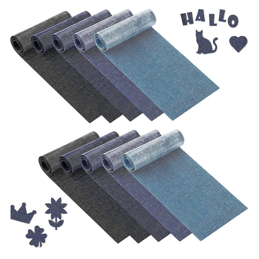 5-Color Iron-On Denim Patch Rolls (5/10 Rolls) – Fabric Repair Patches for Clothing, Self-Adhesive Iron-On Jeans Patches, DIY Sewing & Mending Tape (10 Rolls)