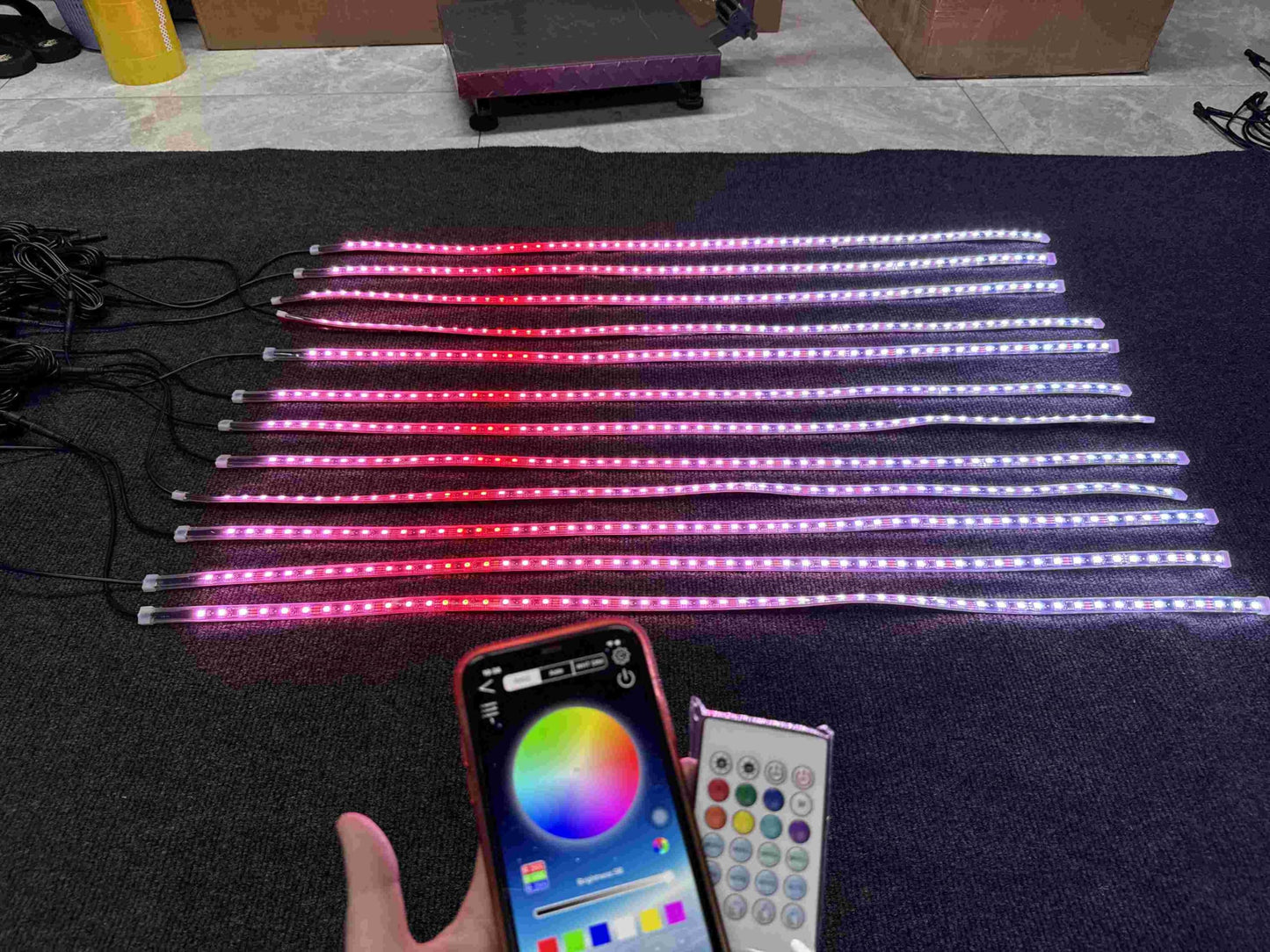 FIJVKNXY 12PCS 4FT IP68 Single Row RGB Dream Chasing Flowing Addressable LED Light Strips - APP/Remote, for Polaris Slingshot/Golf Cart/Ryker/Spyder/Bike/Cycle, Polaris Slingshot Lights