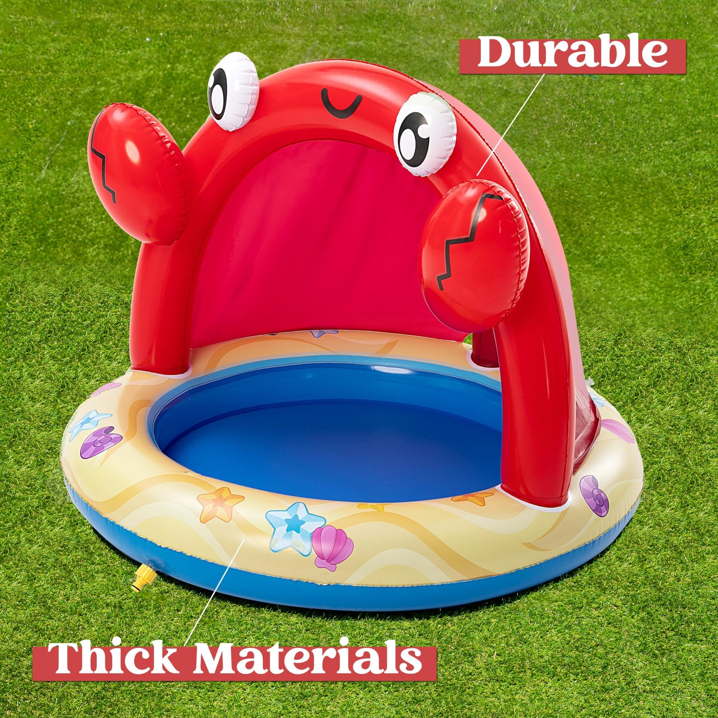 Sloosh Baby Pool Toddler Sprinkler, Crab Splash Pool with Canopy, Baby Wading Pool Inflatable Sprinkler for Learning, Children’s Water Pool Toys, Inflatable Kiddie Pool for Outdoor Summer Water