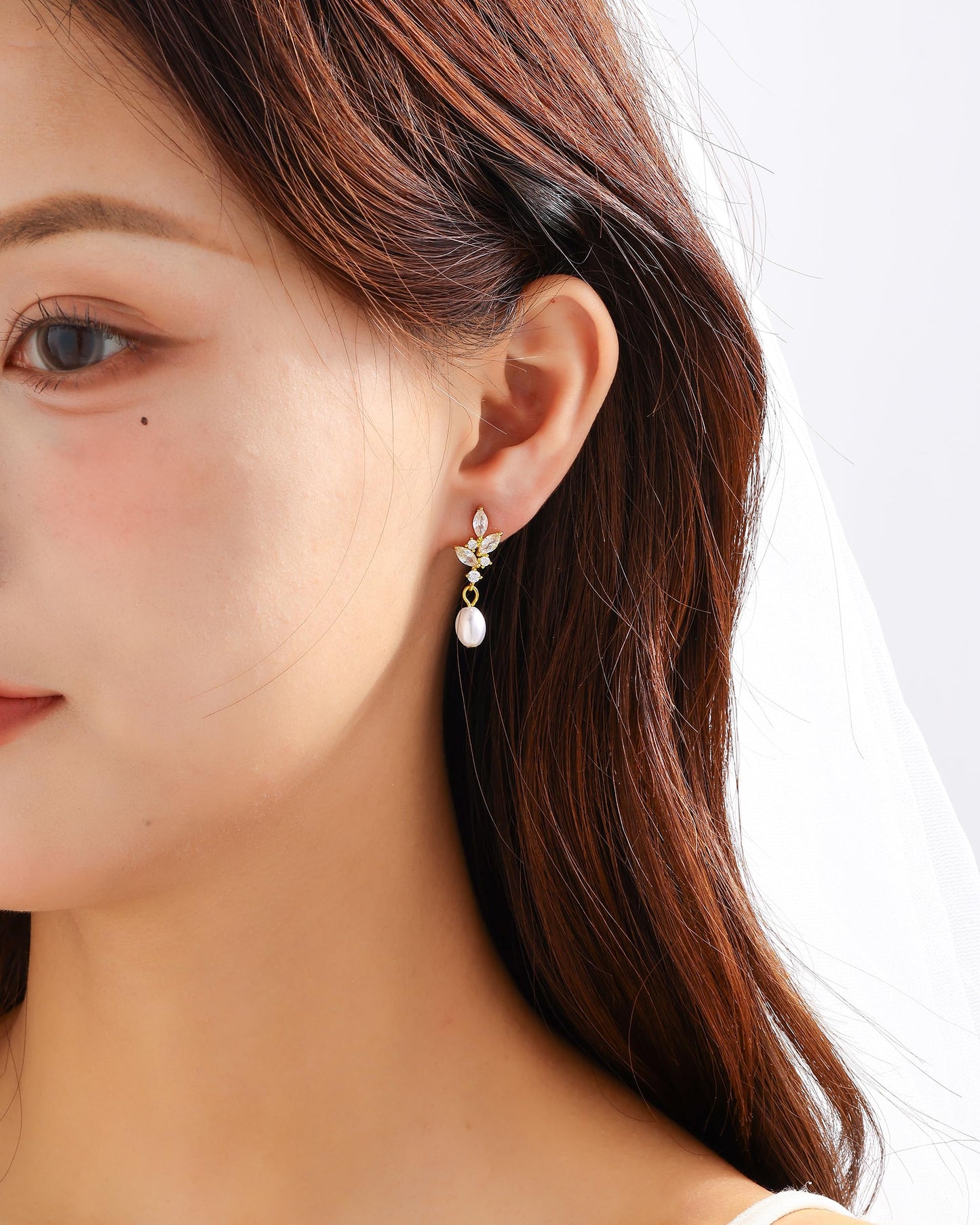 Pearl Earrings for Women, 14k Gold Plated Trendy Pearl Diamond Earrings Bridal Shower Gifts Wedding jewelry for Women