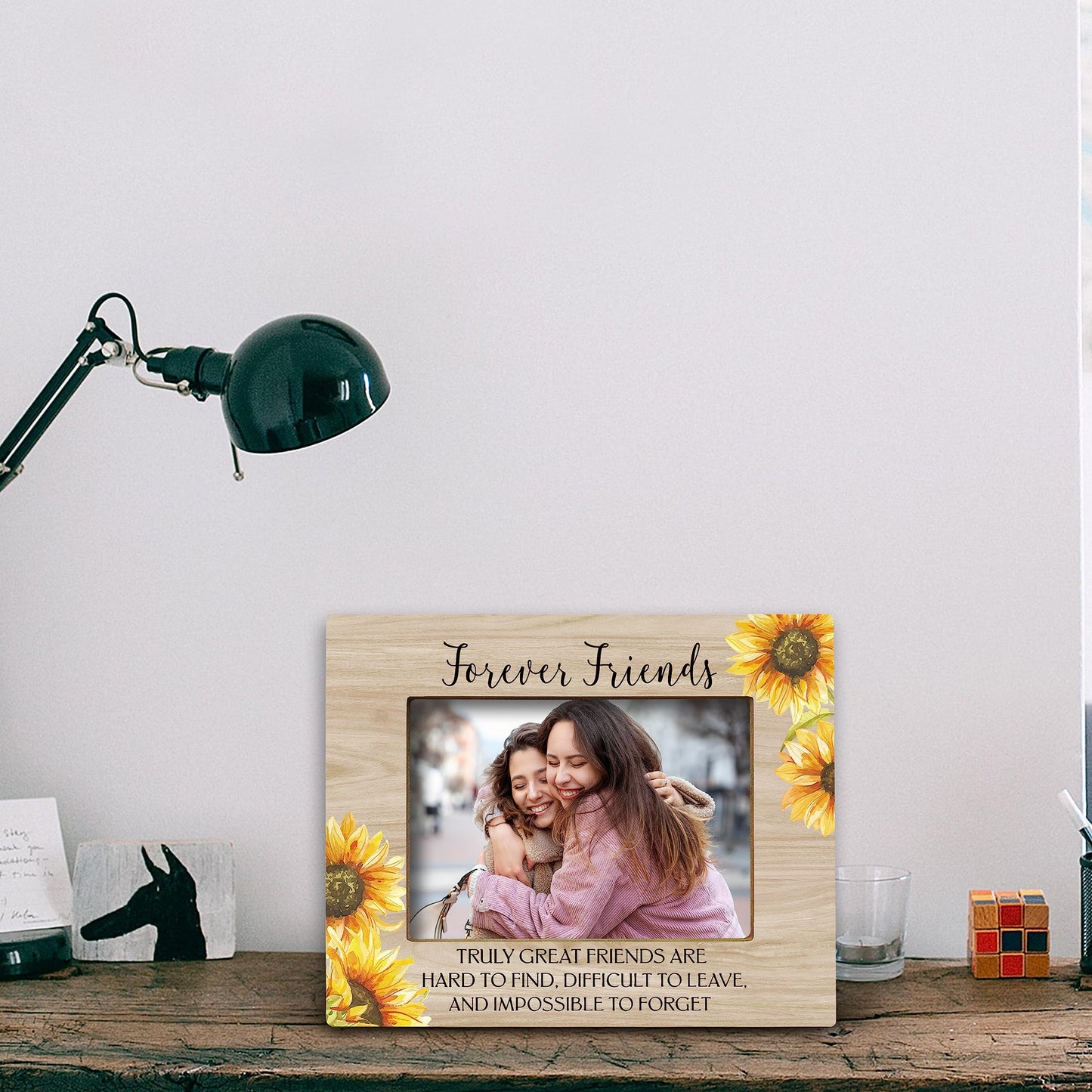 FONDCANYON Forever Friends Sunflower Picture Photo Frame, Bestie Bff Friendship Gifts For Men Women Friends Birthday Christmas Girls (5x7 Inch Photo)